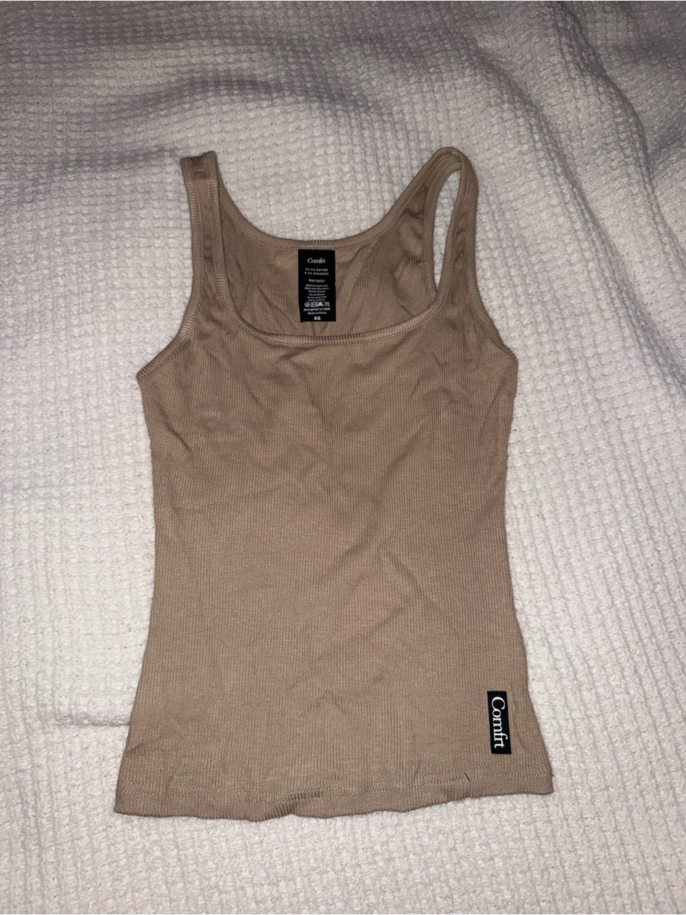 Comfort Ribbed Tank Top in Beige